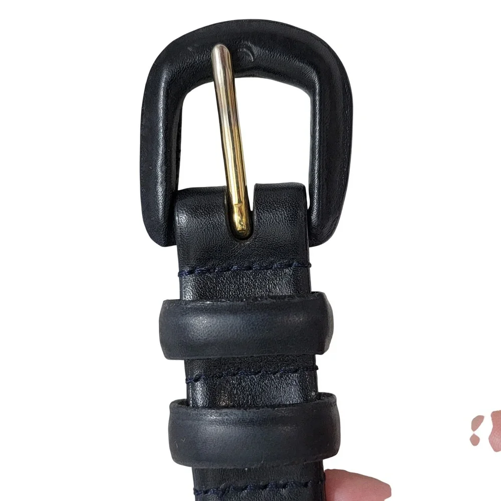 Nordstrom Genuine Italian Calfskin Leather Lined‎ Belt M Black Leather buckle